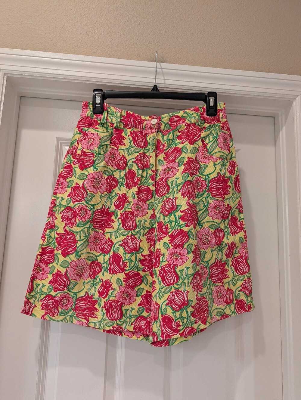 Vintage Lily Pulitzer Cotton Floral High Waist Shorts Size 10